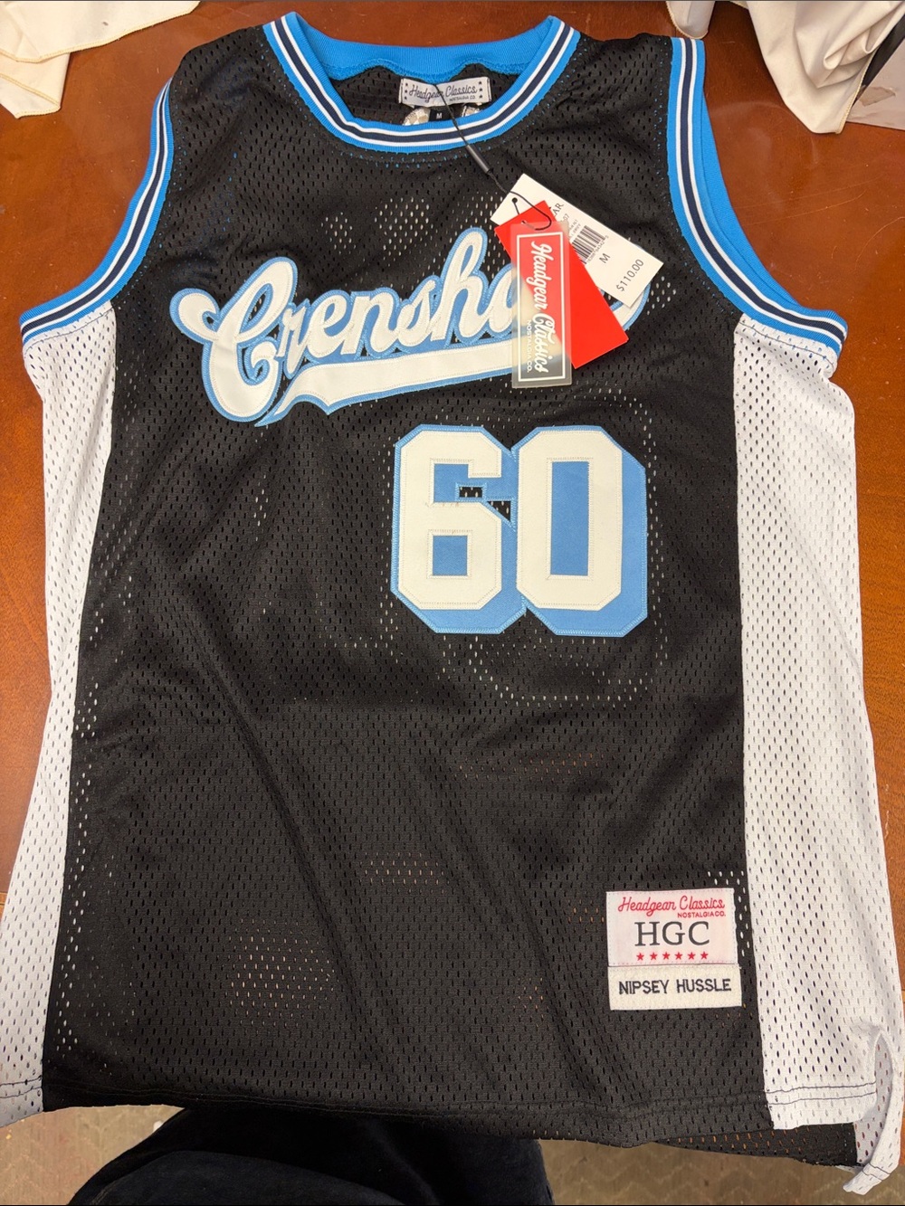 Nostalgia Crenshaw Mesh Basketball Jersey - Black & Light Blue